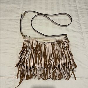 Rebecca Minkoff Brown and Cream Fringe Crossbody Bag